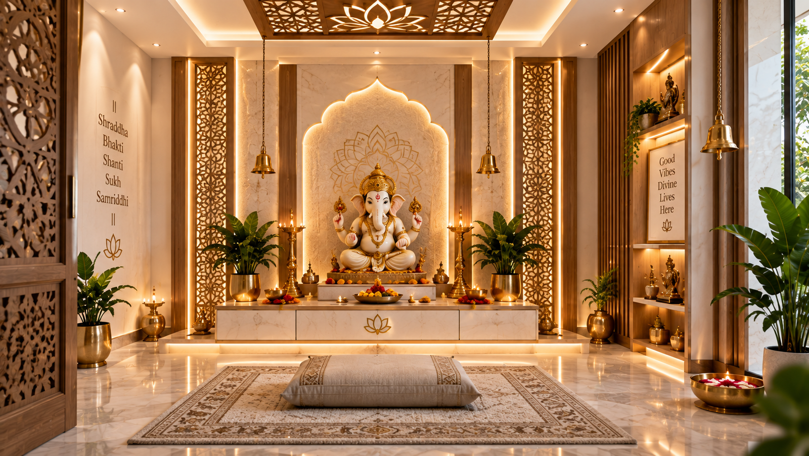 Elegant puja room interior design